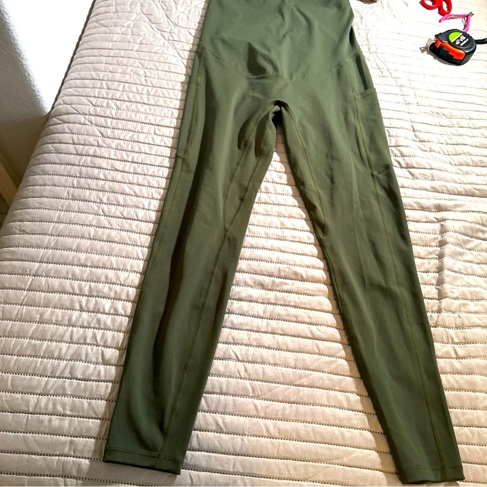 Enerful women’s maternity yoga workout pants olive green sz: medium